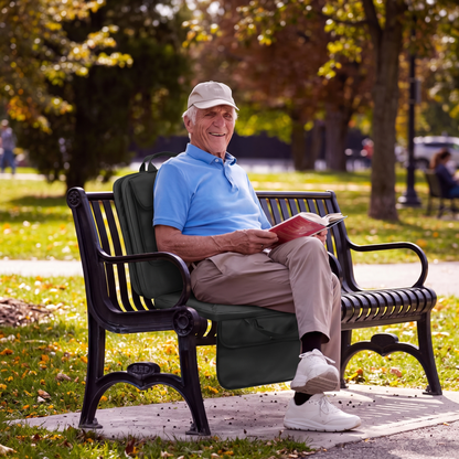 Warmery portable heated stadium seat with backrest